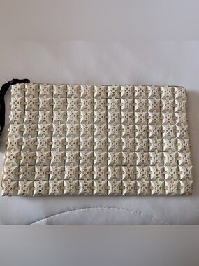 Vintage White Geometric Plastic Tile Purse Mod Mid Century Handbag Retro